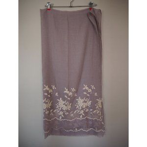 Lightweight Purple and White Floral Embroidered Scarf
